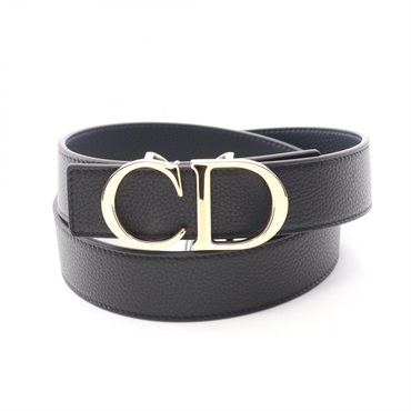 Christian Dior CD logo belt ceinture 90cm 4353ORTAMH16Q85 leather Black Navy NEW