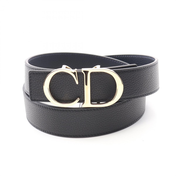 Christian Dior CD logo belt ceinture 90cm 4353ORTAMH16Q85 leather Black Navy NEW