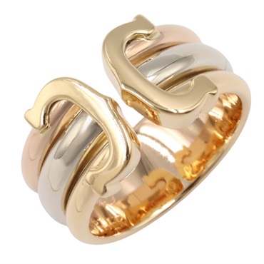 CARTIER 2C Ring 18KYG Yellow 18KPG 18KWG Three gold used US size 5 #49 Women