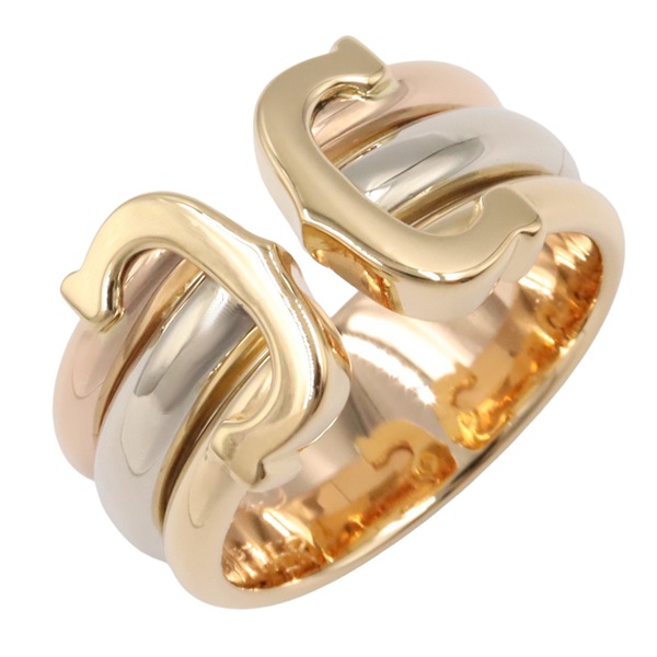 CARTIER 2C Ring 18KYG Yellow 18KPG 18KWG Three gold used US size 5 #49 Women
