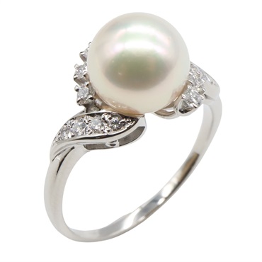 MIKIMOTO Pearl Ring Pt950 Platinum Pearl White Used Size 6.25