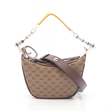 GUCCI Micro GG Sherry Line Shoulder Handbag 718512 canvas leather Beige Brown