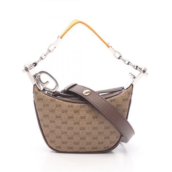 GUCCI Micro GG Sherry Line Shoulder Handbag 718512 canvas leather Beige Brown