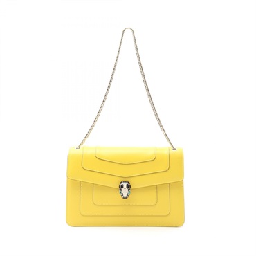 BVLGARI Serpenti Forever Chain Shoulder Bag leather Yellow Used Women