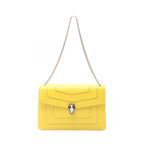BVLGARI Serpenti Forever Chain Shoulder Bag leather Yellow Used Women