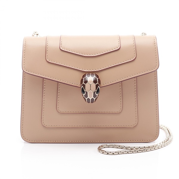 BVLGARI Serpenti Forever chain crossbody Shoulder Bag leather Pink Used Women