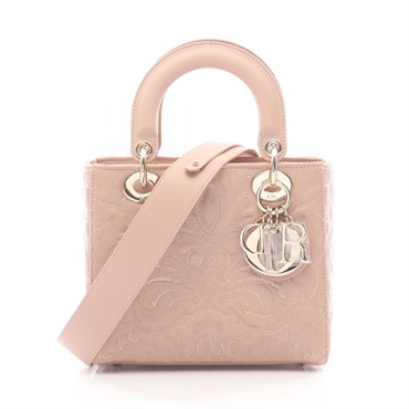 Dior LADY DIOR MY ABCDIOR Small Shoulder Handbag leather Pink Used Women