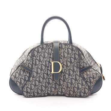 Dior Double Saddle Trotter Handbag canvas leather Beige Navy Black Used Women
