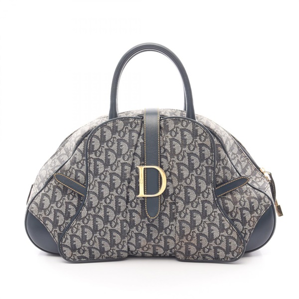 Dior Double Saddle Trotter Handbag canvas leather Beige Navy Black Used Women