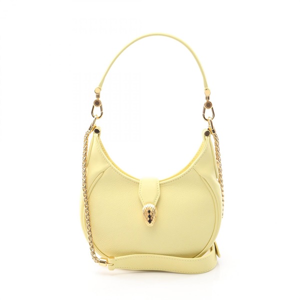 BVLGARI Serpenti Ellipse shoulder crossbody Handbag leather Yellow Used Women