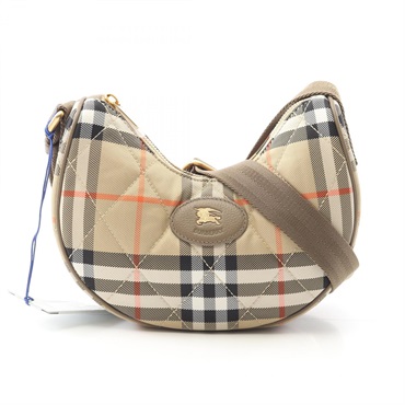 BURBERRY Horseshoe Shoulder Bag 8111308 canvas leather Beige Multi NEW Women