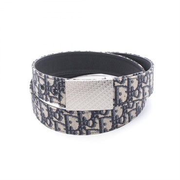 Christian Dior Oblique belt 4424RUYSEH05E100 canvas leather Navy Gray NEW mens