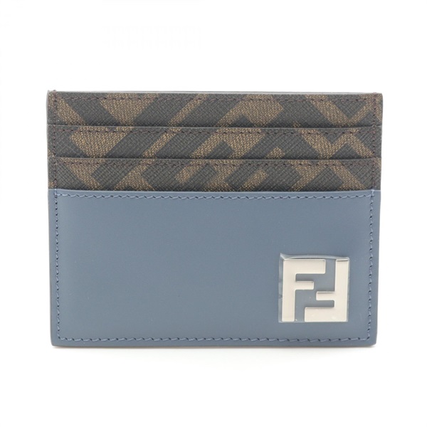 FENDI FF logo Card Case 7M0164AFF2F1SCC leather PVC Blue Brown NEW mens