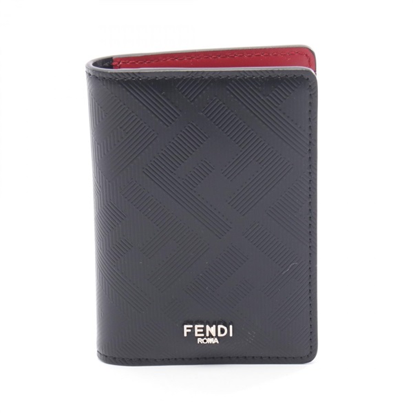 FENDI Shadow Logo Card Case 7M0349AJF4F19KP leather Black Red NEW mens