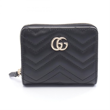 GUCCI GG Marmont Bi-fold wallet 813370DTDHD1000 leather Black NEW Women GHW