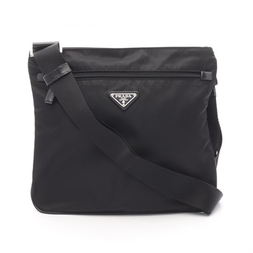 PRADA TESSUTO + SAFFIANO Crossbody Shoulder Bag VA0563 Nylon leather Black Used