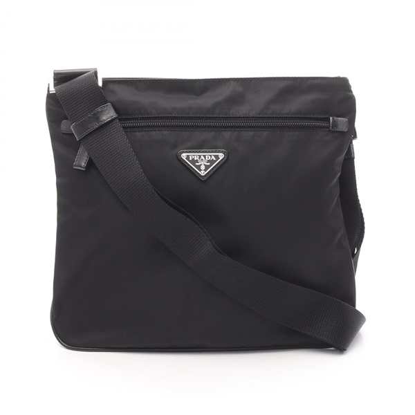 PRADA TESSUTO + SAFFIANO Crossbody Shoulder Bag VA0563 Nylon leather Black Used