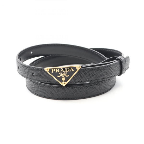 PRADA Triangle logo belt 1CC621053F000290 Saffiano leather Black NEW Women