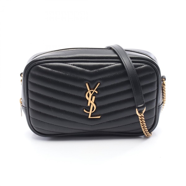 SAINT LAURENT PARIS LOU Mini Chain Crossbody Shoulder Bag leather Black NEW