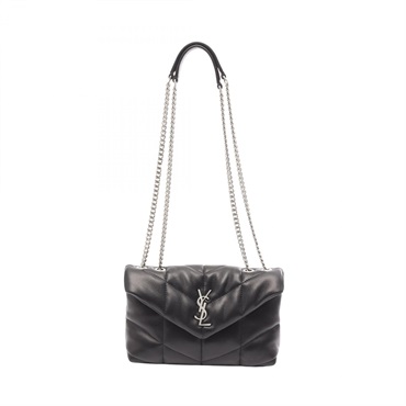 SAINT LAURENT PARIS Puffer Toy Chain Shoulder Bag Leather Black NEW YSL SLP
