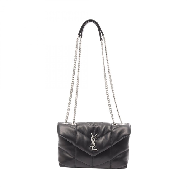 SAINT LAURENT PARIS Puffer Toy Chain Shoulder Bag Leather Black NEW YSL SLP