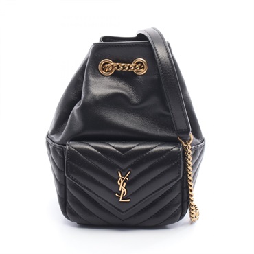 SAINT LAURENT PARIS Joe Mini Bucket Chain Shoulder Bag leather Black NEW YSL SLP