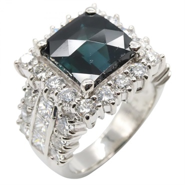 JEWELRY Tourmaline Diamond Ring Pt900 Platinum Tourmaline Green Used Size 6.25