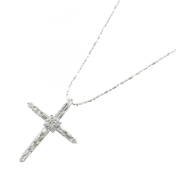 JEWELRY Diamond cross Necklace pendant 42cm 18K White Gold Used