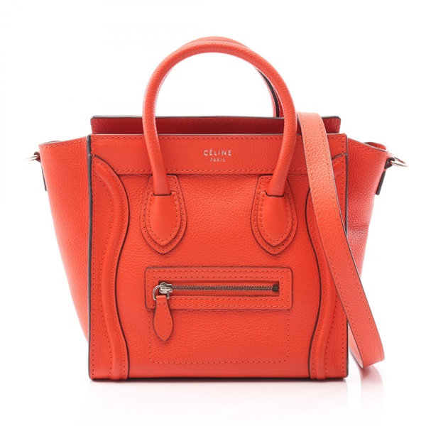 CELINE Luggage Nano Shopper Shoulder Handbag 168243LUG.27VL leather Red Used
