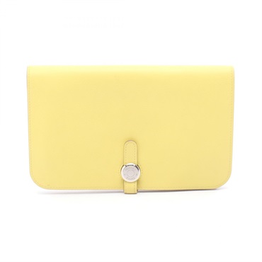 HERMES Dogon GM Bifold purse H050896CK Swift leather Soufre Used Women Q SHW