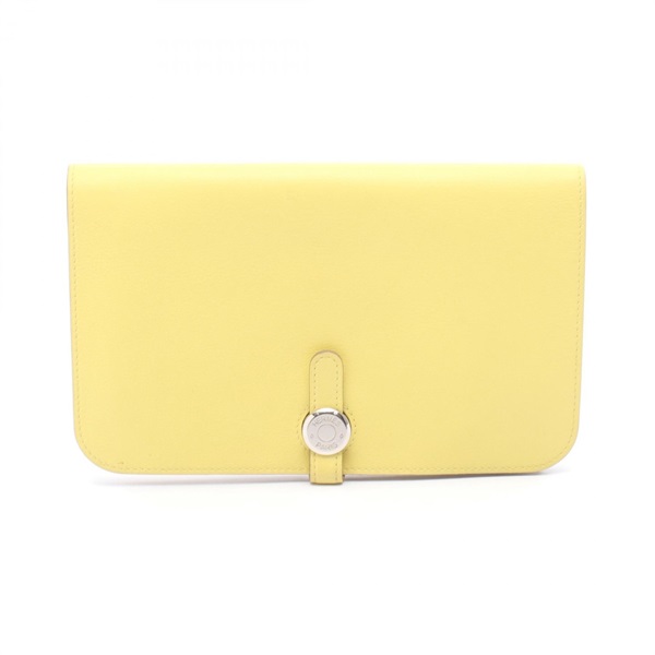 HERMES Dogon GM Bifold purse H050896CK Swift leather Soufre Used Women Q SHW