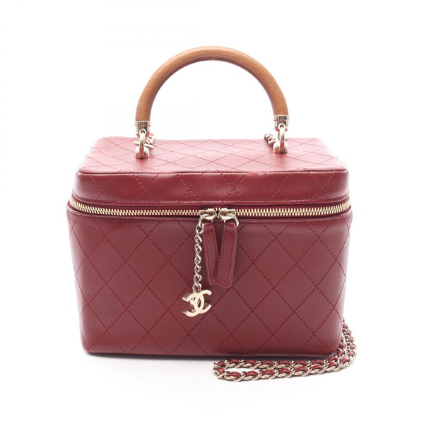 CHANEL Matelasse Vanity Chain Shoulder Bag Lamb leather Bordeaux Used Women GHW