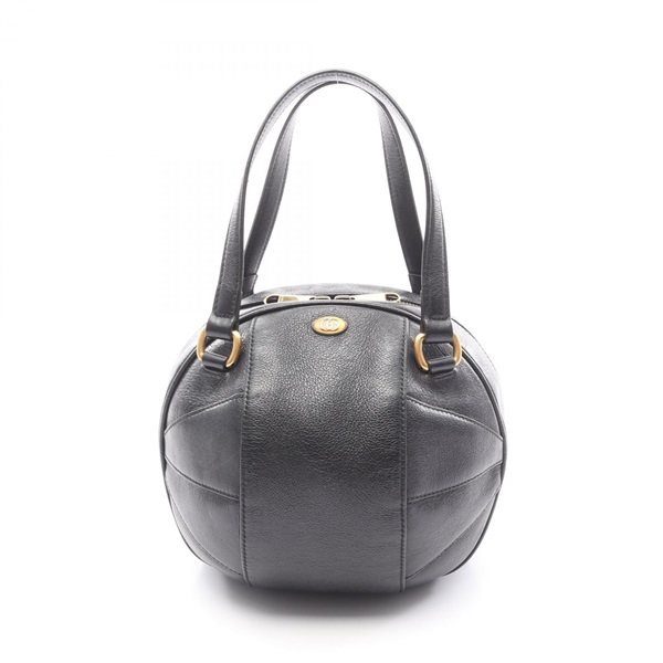 GUCCI Basketball shape Handbag 536110 leather Black Used Women
