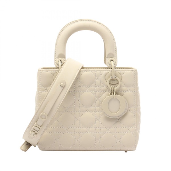 Christian Dior Lady Dior MY ABCDIOR Small Cannage Shoulder Handbag Leather Beige