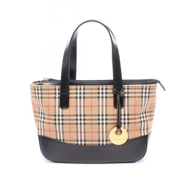 BURBERRY Nova Check Handbag canvas leather Beige Black Multicolor Used Women