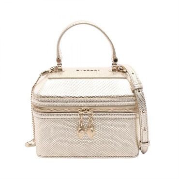 BVLGARI Serpenti Vanity Chain shoulder Handbag leather Gold Used Women