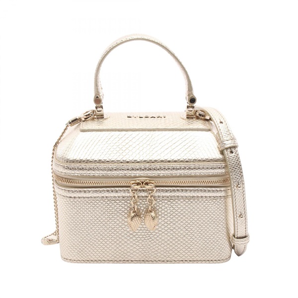 BVLGARI Serpenti Vanity Chain shoulder Handbag leather Gold Used Women