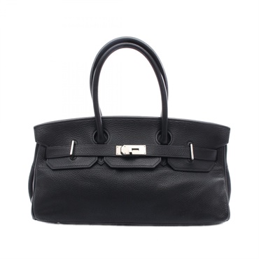 HERMES Shoulder Birkin Shoulder Bag Clemence leather Black Used Women I SHW