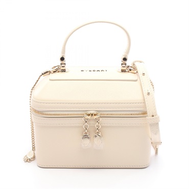 BVLGARI Serpenti Vanity Chain Shoulder Handbag leather Beige Used crossbody