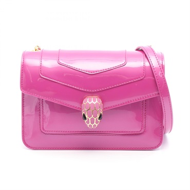 BVLGARI Serpenti Forever Shoulder Bag Patent leather Pink Used Women crossbody