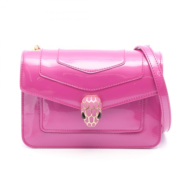 BVLGARI Serpenti Forever Shoulder Bag Patent leather Pink Used Women crossbody