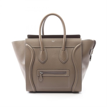 CELINE Luggage mini shopper tote Handbag leather Beige Used Women
