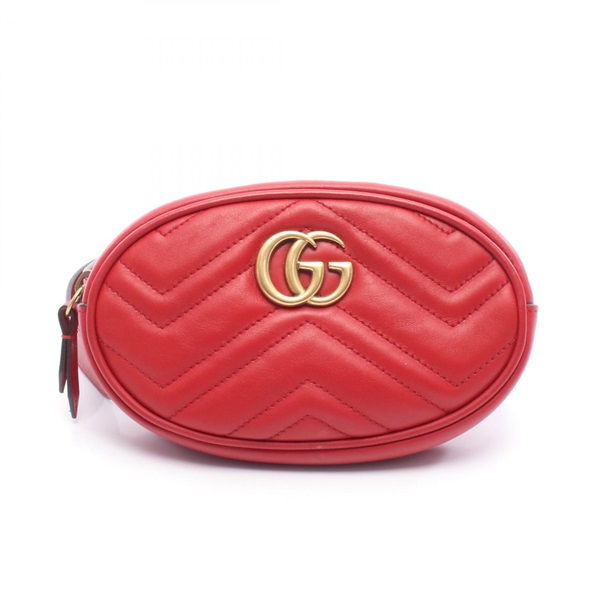 GUCCI GG Marmont Waist Belt bag 476434 leather Red Used Women