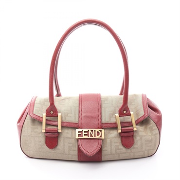 FENDI Zucca Shoulder Handbag 8BN116 Canvas leather Brown Red Used Women