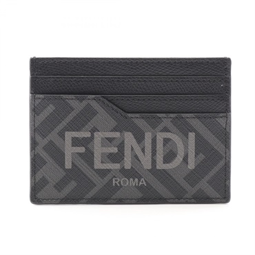 FENDI Zucca Card Case 7M0333AJJ5F0GXN leather PVC Black Gray NEW mens