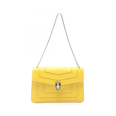 BVLGARI Serpenti Forever Chain Shoulder Bag leather Yellow Used Women