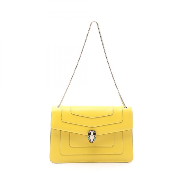 BVLGARI Serpenti Forever Chain Shoulder Bag leather Yellow Used Women