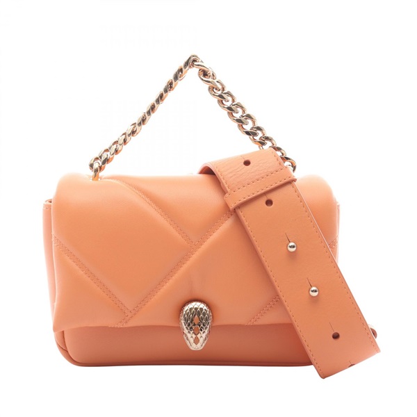 BVLGARI Serpenti Cabochon chain shoulder crossbody Handbag leather Orange Used