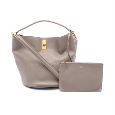 CELINE Bucket 16 Seize 2Way Shoulder Handbag 195573CR8 leather Beige Used Women
