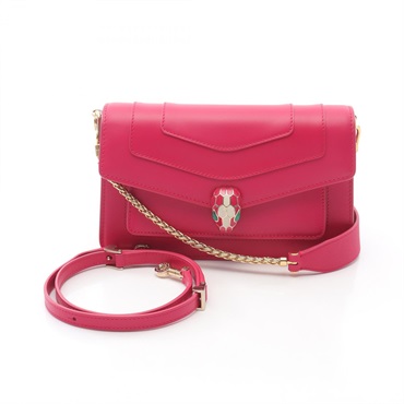 BVLGARI Serpenti Forever chain Shoulder Bag leather magenta Used Women